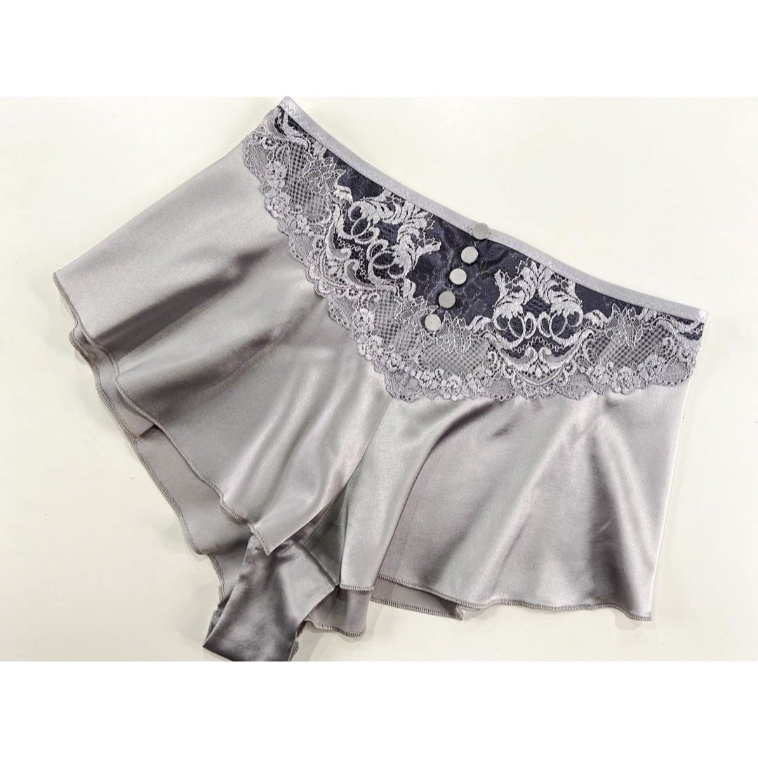 High-waisted cotton and lace french knickers