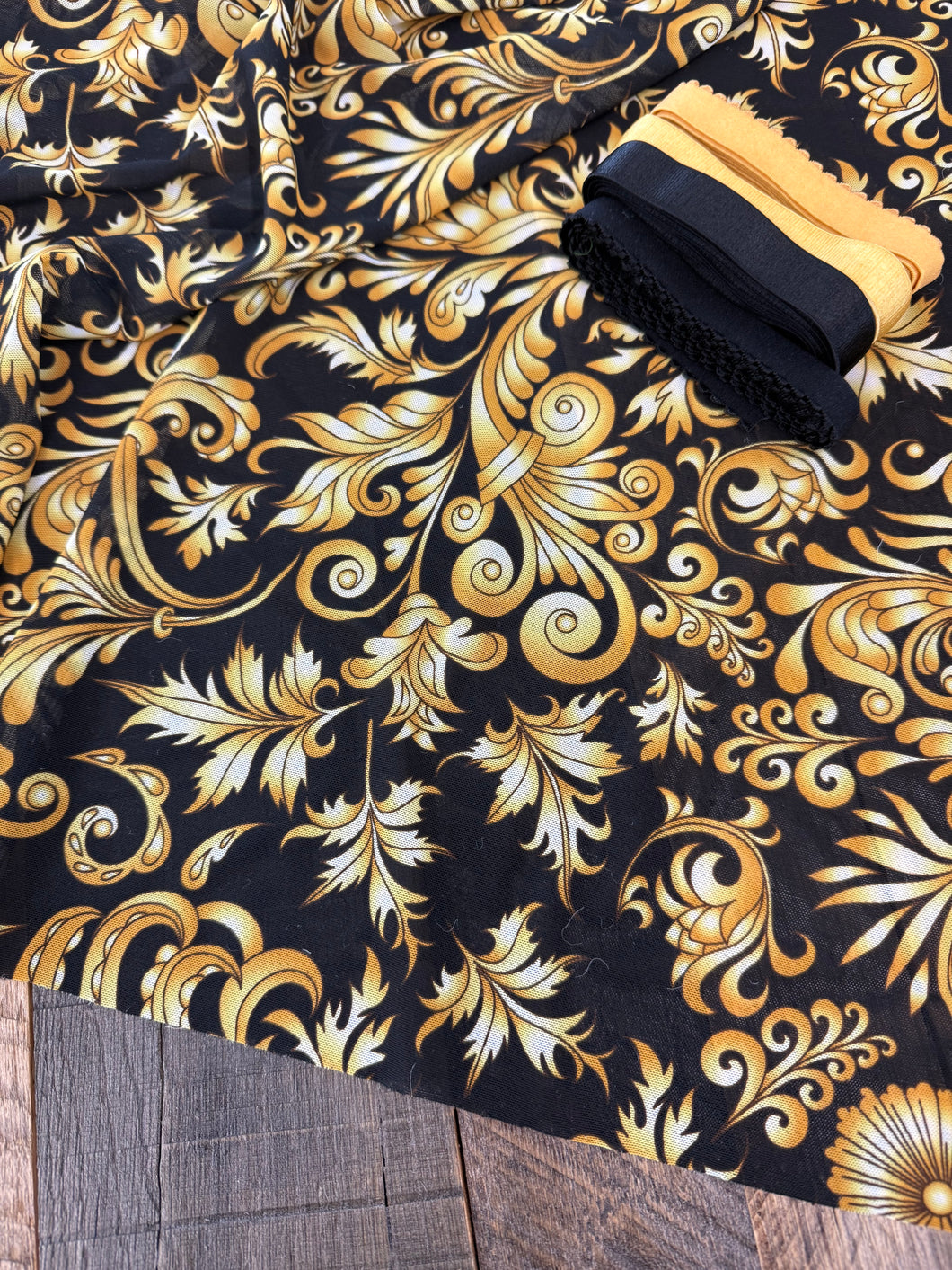 Baroque - Printed Stretch Mesh (Power Mesh) Fabric