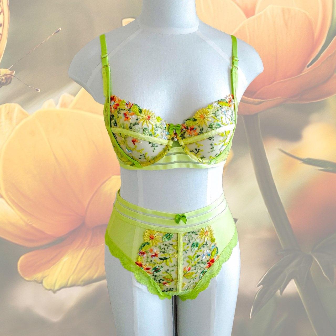 Lime Blossom Bra and Panty Kit