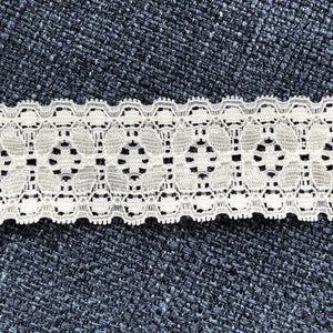 Xs & Ohs - Stretch Lace #123 - 1 1/4" Natural White Dye to Match Lace