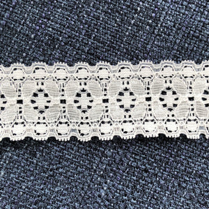 Stretch Lace #123 - 1 1/4" Natural White Dye to Match Lace