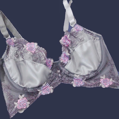 Silver Rose Lace Bra Kit